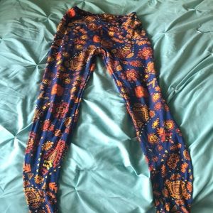 Blue and orange patterned LuLuRo leggings